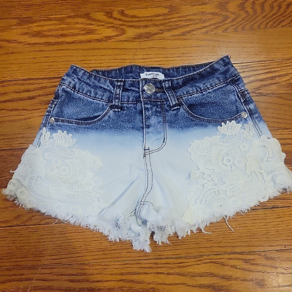Bebe Ombre Blue and White Jean Shorts